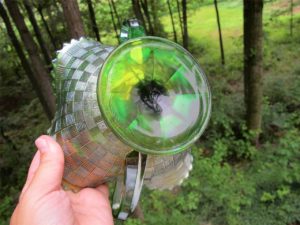 Antique Northwood Green Fruits & Flowers Carnival Glass Bon Bon