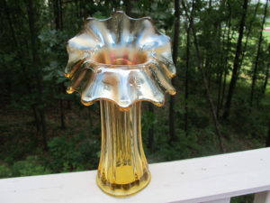 Antique Westmoreland Yellow Corinth Carnival Glass JIP Vase