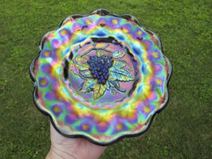 Antique Imperial Amethyst Heavy Grape Carnival Glass Plate