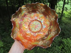 Antique Fenton Pumpkin Marigold Holly Carnival Glass Bowl