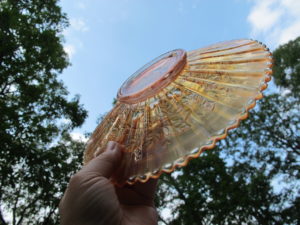 Antique Northwood Champagne Pink Three Fruits Stippled Carnival Glass Plate