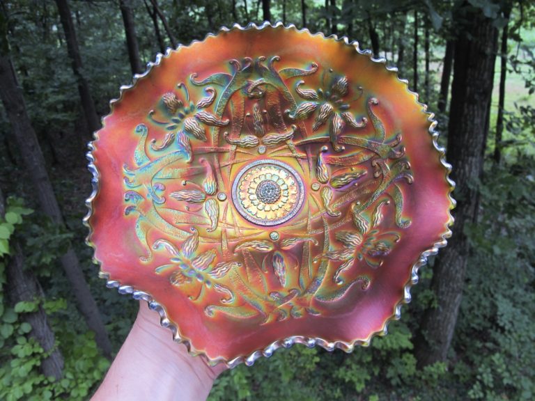 Antique Northwood Green Wishbone Carnival Glass Bowl – Carnival Glass