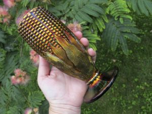Antique Northwood Blue Carnival Glass Corn Vase