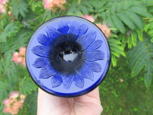 Antique Northwood Blue Carnival Glass Corn Vase