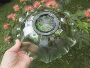 Antique Millersburg Green Trout & Fly Carnival Glass 3N1 Bowl