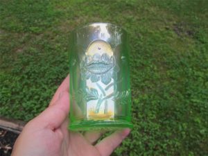 Antique Northwood Ice Green Oriental Poppy Carnival Glass Tumbler