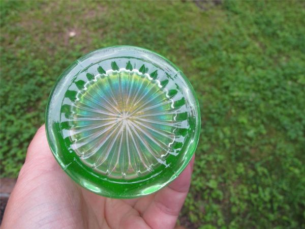 Antique Northwood Ice Green Oriental Poppy Carnival Glass Tumbler