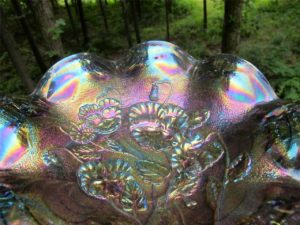 Antique Imperial Smoke Pansy Carnival Glass Plate or Bowl