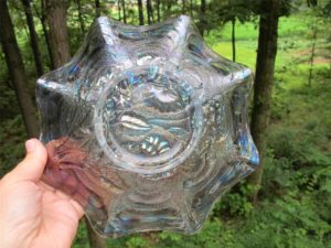 Antique Imperial Smoke Pansy Carnival Glass Plate or Bowl