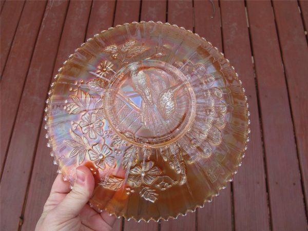 Antique Northwood Marigold Peacocks Carnival Glass Plate
