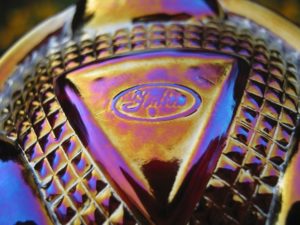 Fenton Red Fine Cut & Grapes Carnival Glass Jip Bowl