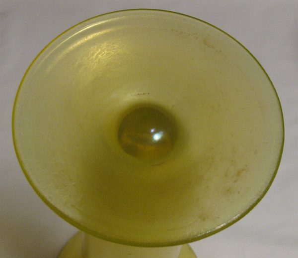 Antique US Glass/Tiffin Vaseline #151 Stretch Glass Flared Vase