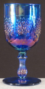 Fenton Blue Orange Tree Carnival Glass Goblet
