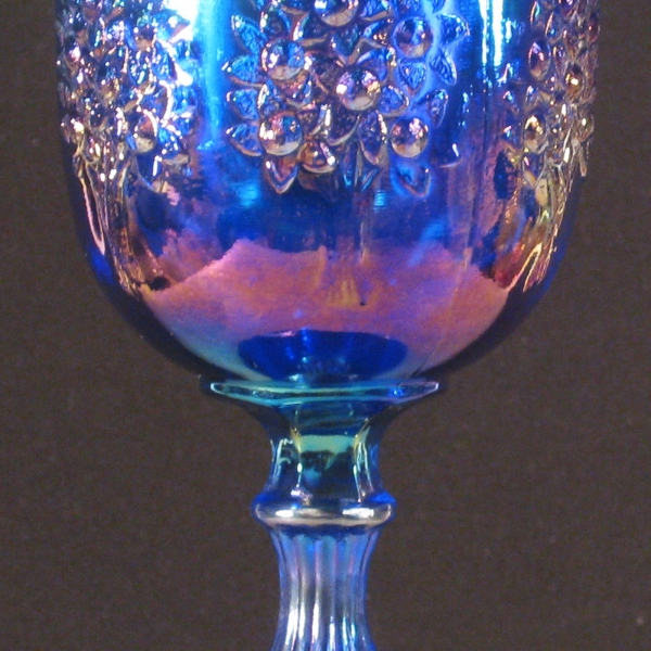 Fenton Blue Orange Tree Carnival Glass Goblet