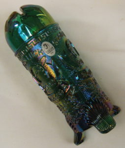 Fenton Green Good Luck Carnival Glass Hatpin Holder