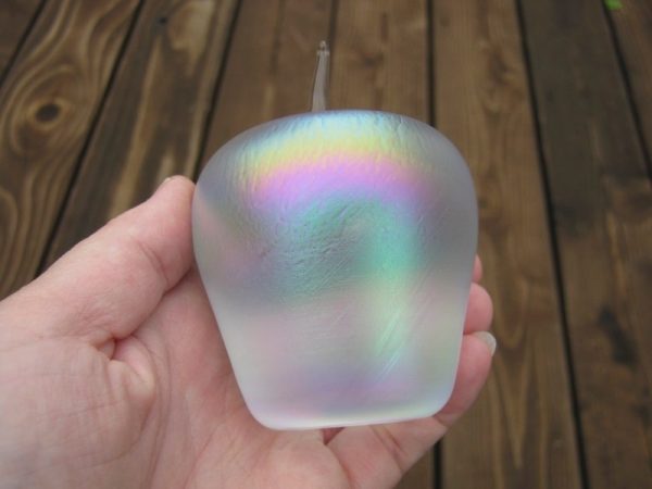 Levay Iridescent Art Glass Apple Paperweight