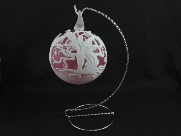Kelsey Murphy Cranberry and White Fairy Cameo Glass Ball