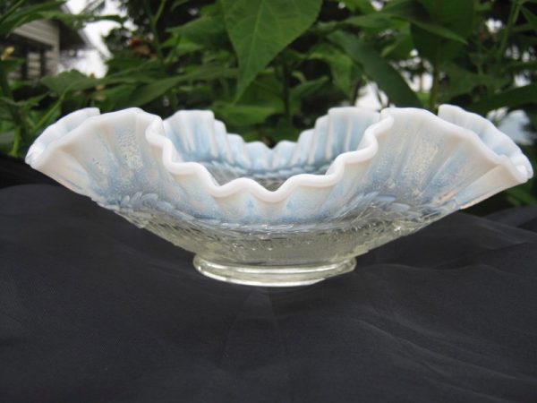 Antique Jefferson White Opal Jolly Bear Opalescent Glass Bowl