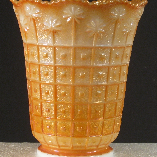 Imperial Marigold on Milk Glass Block & Daisy Carnival Glass Vase