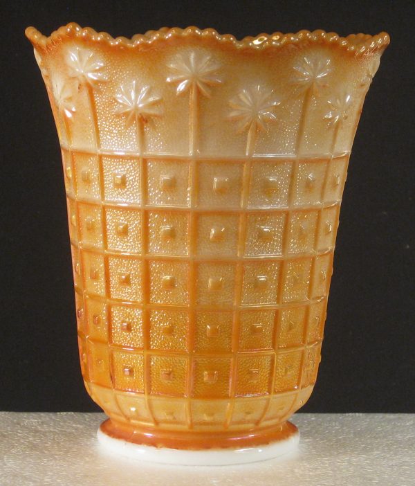 Imperial Marigold on Milk Glass Block & Daisy Carnival Glass Vase