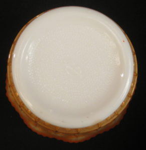 Imperial Marigold on Milk Glass Block & Daisy Carnival Glass Vase