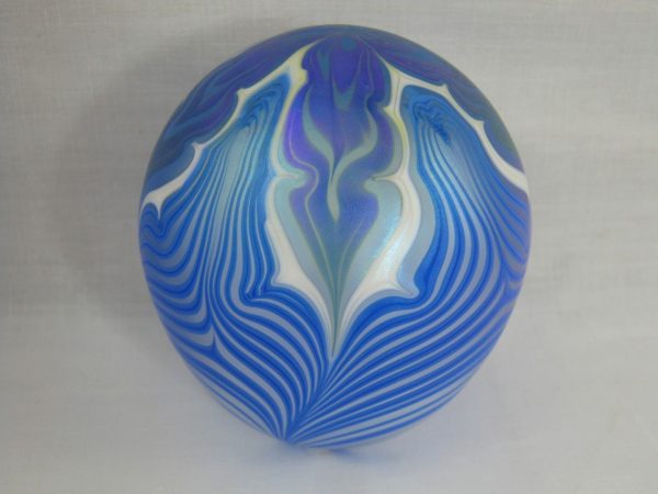 Vandermark Pulled Feather Iridescent Art Glass Paperweight