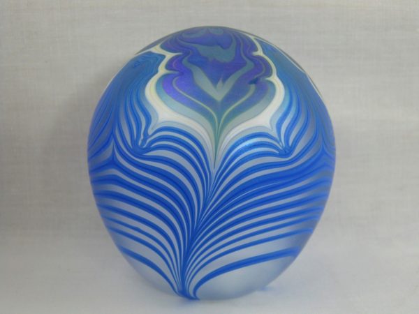 Vandermark Pulled Feather Iridescent Art Glass Paperweight