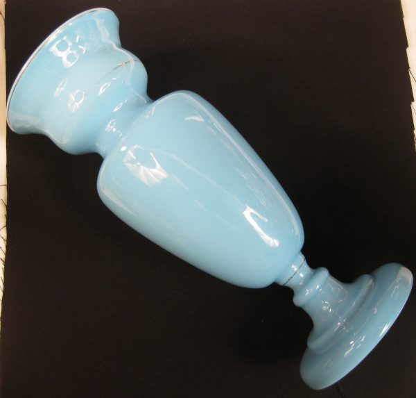 Antique Bristol Blue Handpainted Cherubs Bristol Glass Vase Set