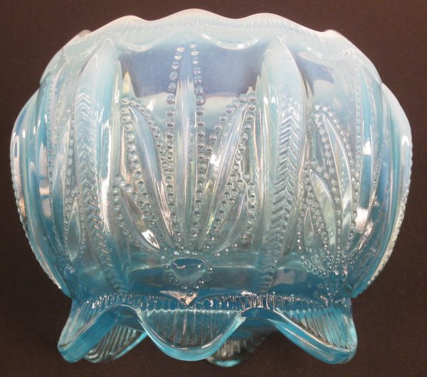 Fenton for Levay Blue Opal Cactus Opalescent Glass Rose Bowl