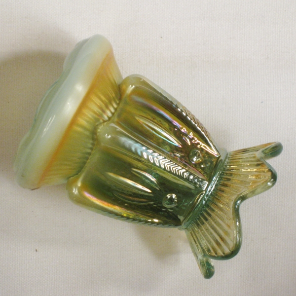 Levay Glass Aqua Opal Cactus Carnival Glass Toothpick Holder