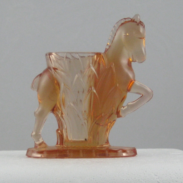 Smith Pink Opal Carol's Sure Win Horse Vase Opalescent Glass Vase