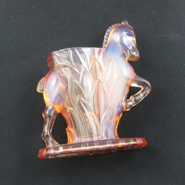 Smith Pink Opal Carol's Sure Win Horse Vase Opalescent Glass Vase