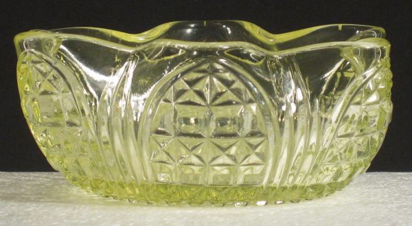 Antique Bryce Bros/US Glass Vaseline Cathedral EAPG Small Bowl