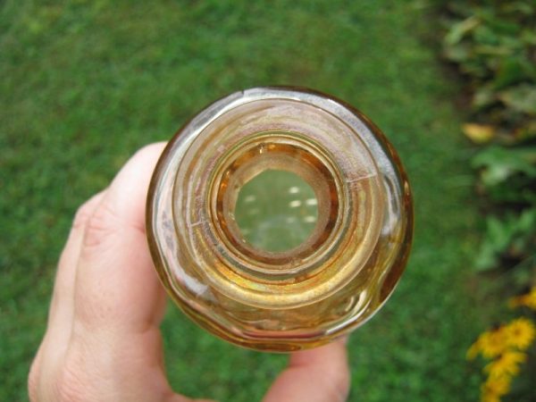 Antique Rindskopf Marigold Lattice & Prisms Carnival Glass Perfume Bottle