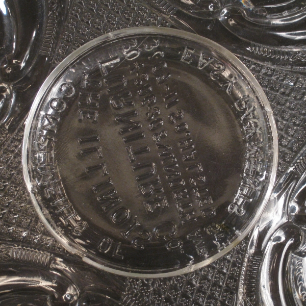 Antique US Glass Daisy & Scroll Illinois Furniture Advertising EAPG Bowl