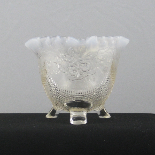 Antique Jefferson White Opal Fine Cut & Roses Opalescent Glass Novelty Bowl