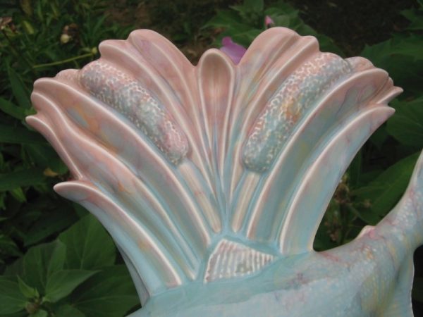 Early Beswick Art Deco Pottery Fish & Cattails Fan Vase