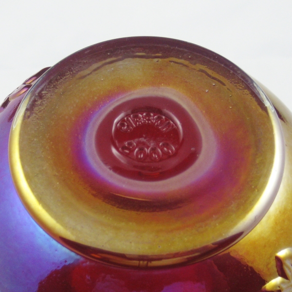 Gibson Red Grape Carnival Glass Tri-Flame Vase