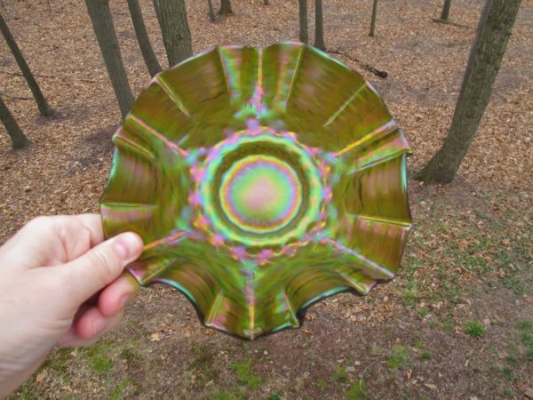 Antique Kralik/Loetz? Green Iridescent Art Glass Bowl