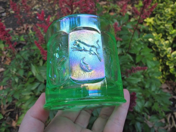 Imperial Ice Green Storybook Nursery Rhyme Carnival Glass Mug