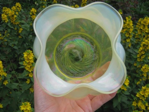 Antique John Walsh Walsh Opalescent & Iridescent Art Glass Vase