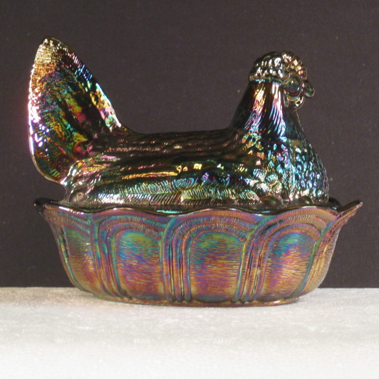 Fenton Amethyst Hen on Nest Carnival Glass Covered Dish Carnival Glass