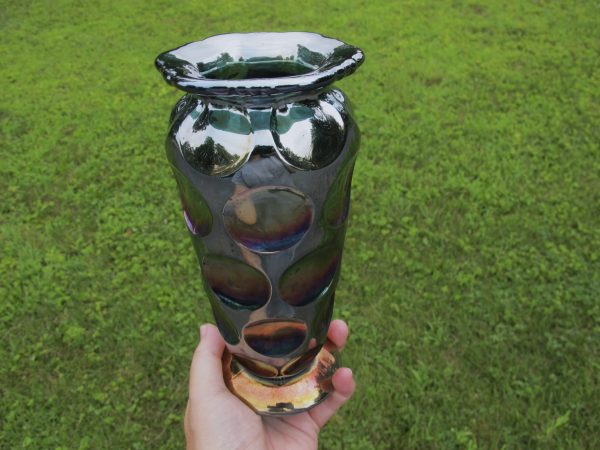 Antique Eda Teal Kulor Mid-size Carnival Glass Vase