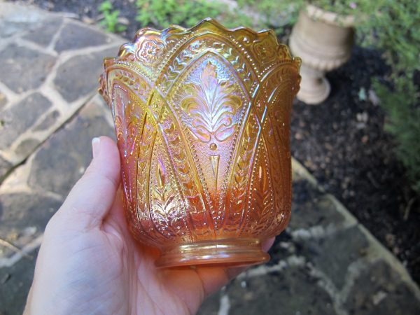 Antique Northwood Marigold Olympus Carnival Glass Lampshade