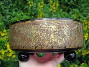 Antique Moser Karlsbad Amethyst Art Glass Large Powder Jar