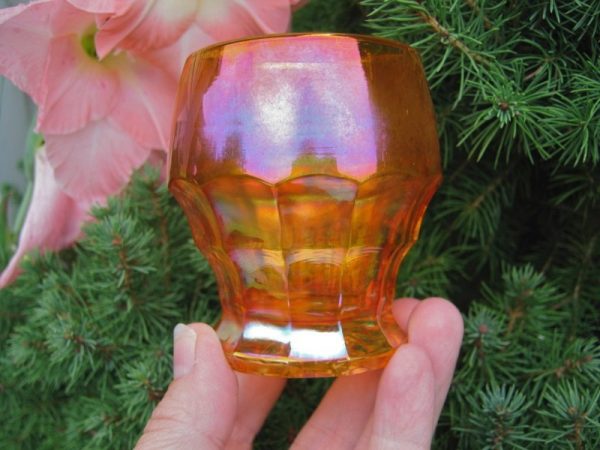 Antique Inwald Marigold Jacobean Ranger Carnival Glass Juice Glass