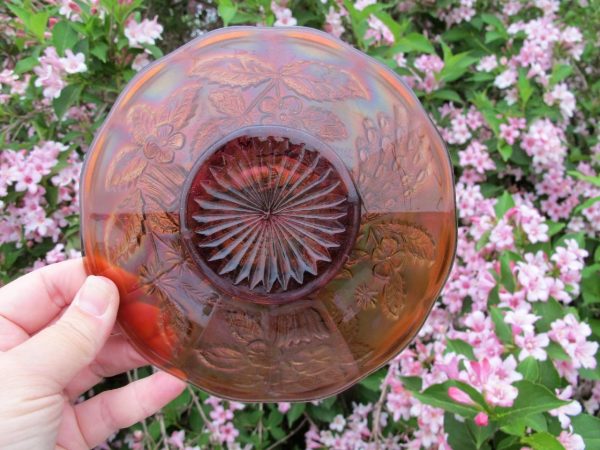 Antique Millersburg Amethyst Peacock Carnival Glass Plate