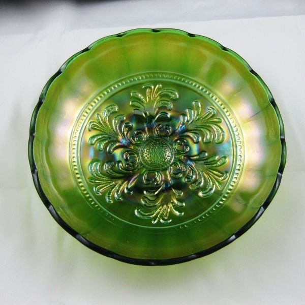 Antique Millersburg Green Mayan Carnival Glass Bowl