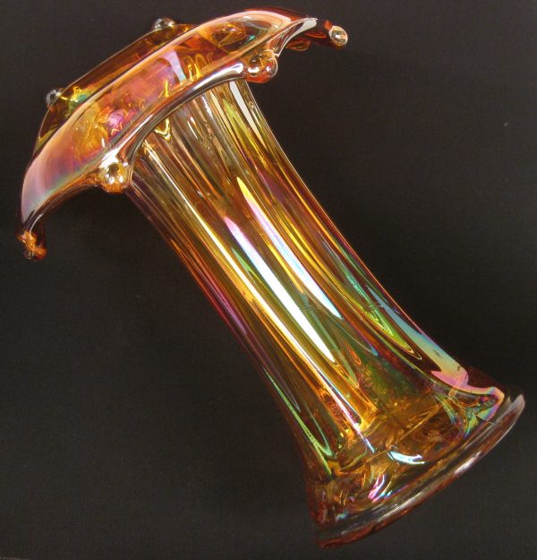 Antique Imperial Marigold Morning Glory Carnival Glass JIP Mid-size Vase