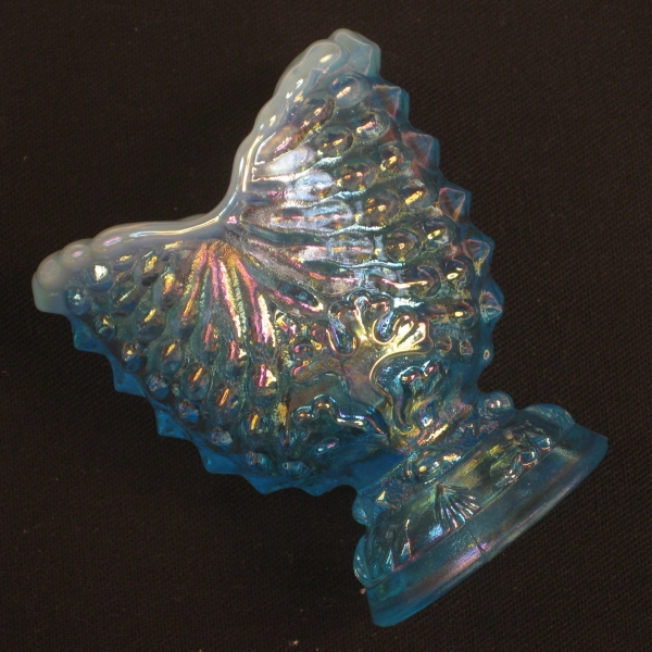 LG Wright Ice Blue Opal Nautilus Carnival Glass Toothpick Holder